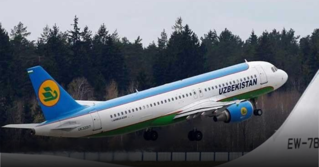 An Airbus A320-200 aircraft operated by Uzbekistan Airways, the national airline, departs from Minsk National Airport in Belarus. — Reuters
